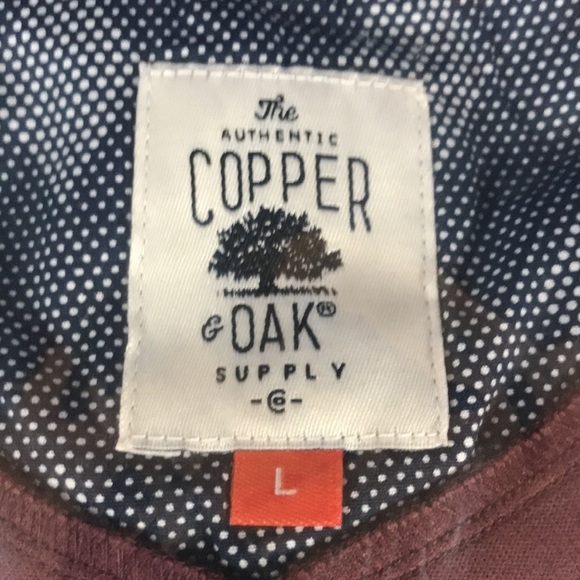 Copper and Oak Long Sleeve Henley Shirt Burgundy - Picture 2 of 4